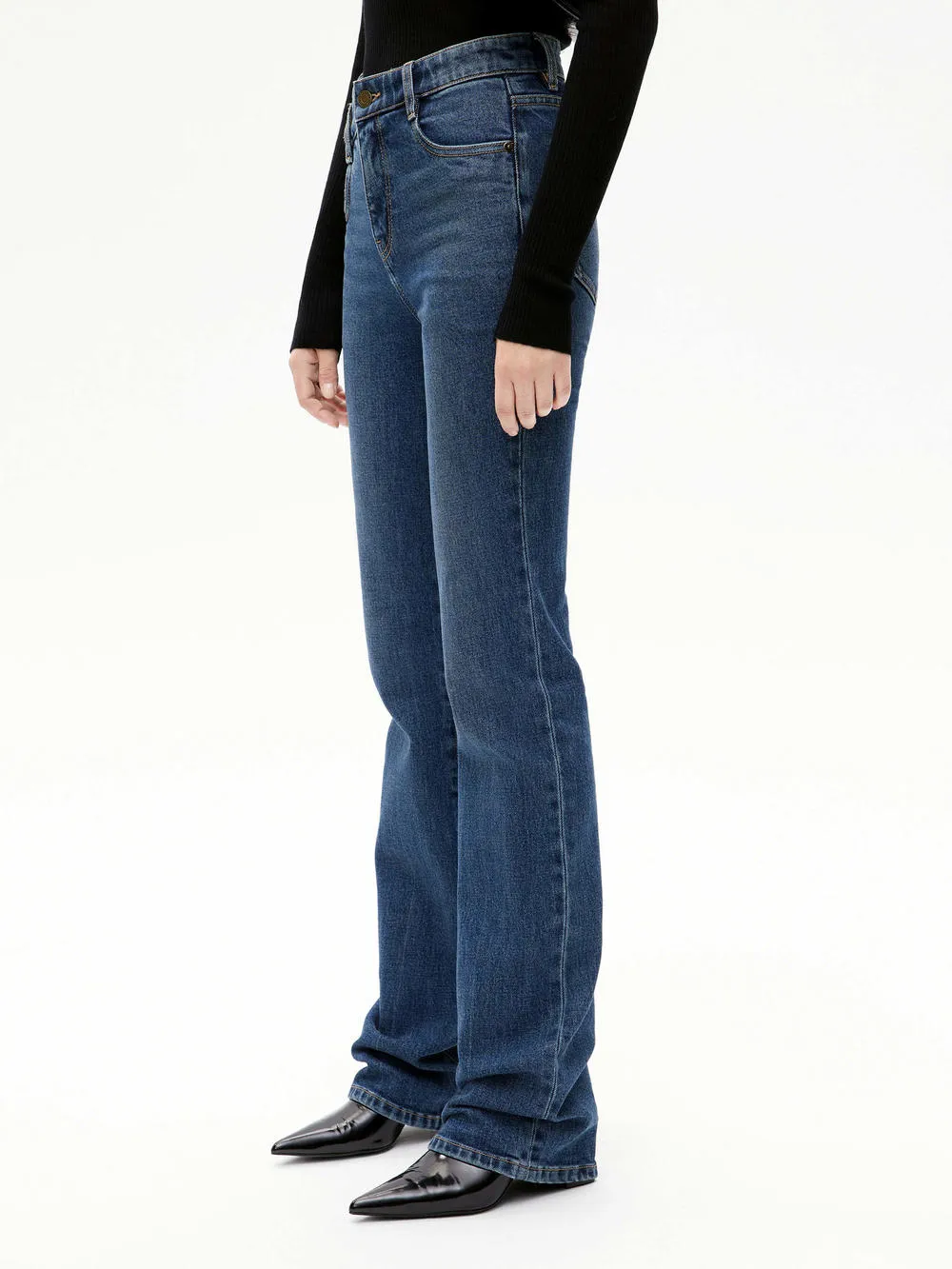 Asymmetric Waist Straight Jeans