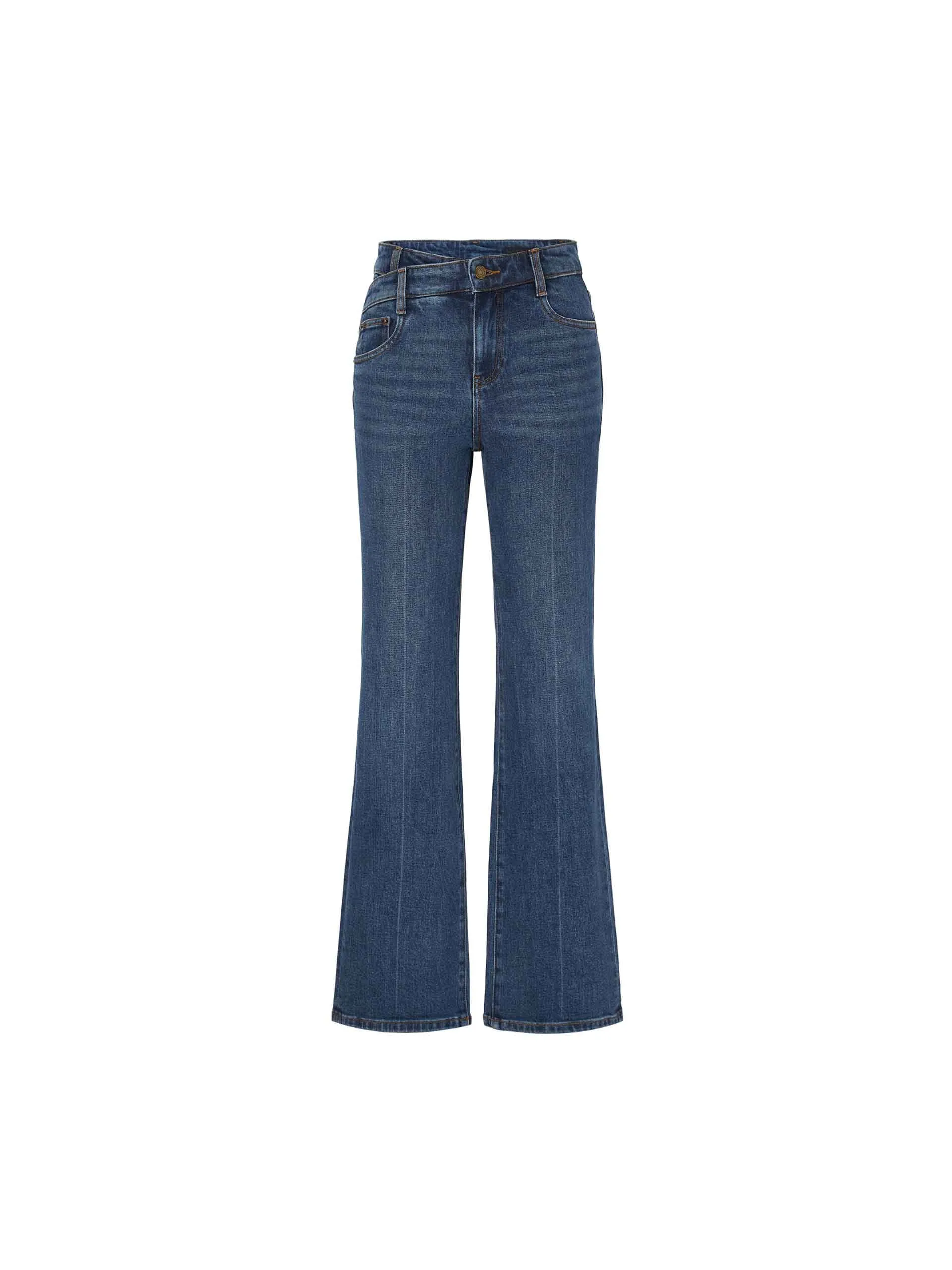 Asymmetric Waist Straight Jeans