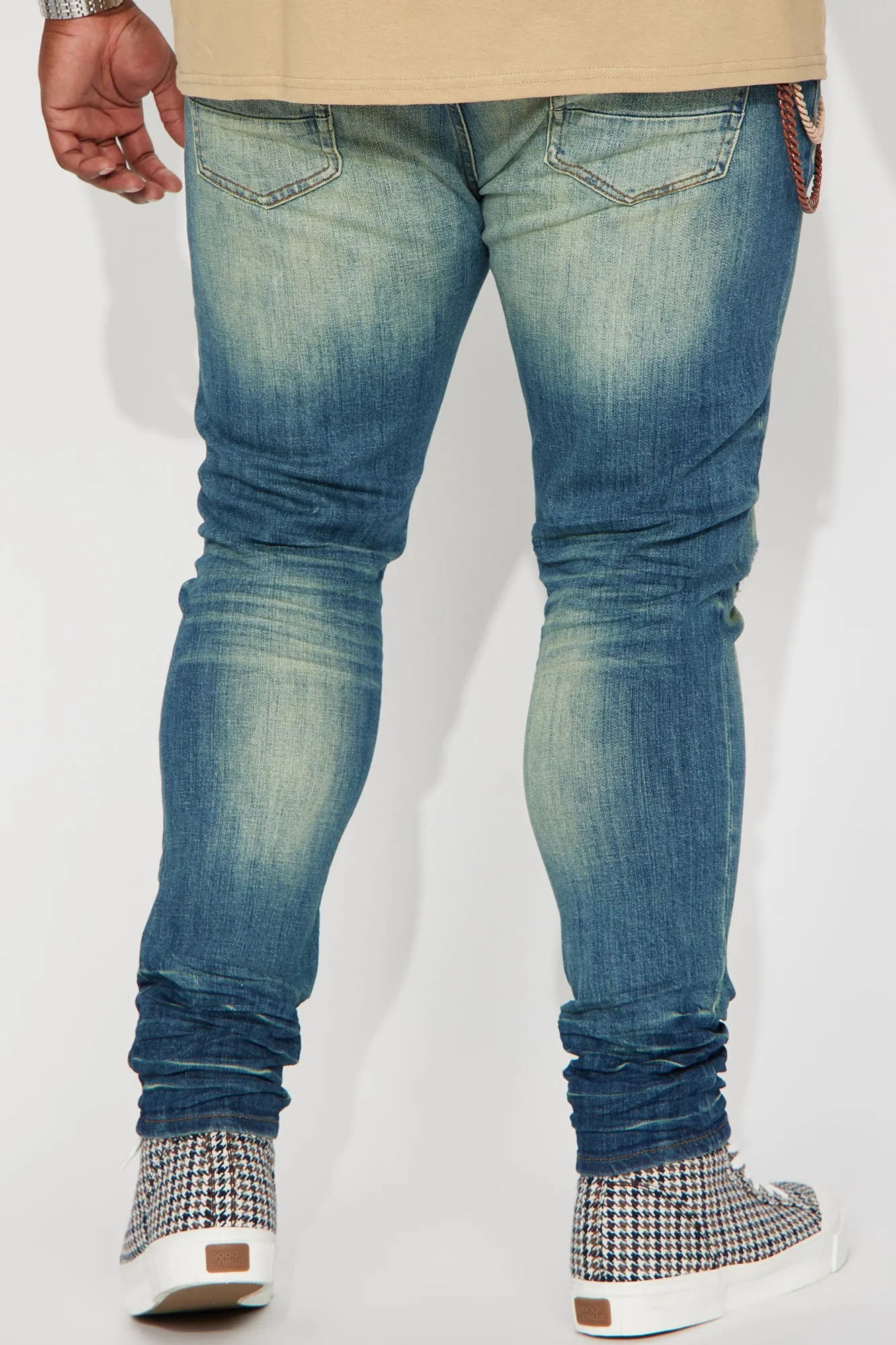 Be There Ripped Stacked Skinny Jeans - Vintage Blue Wash