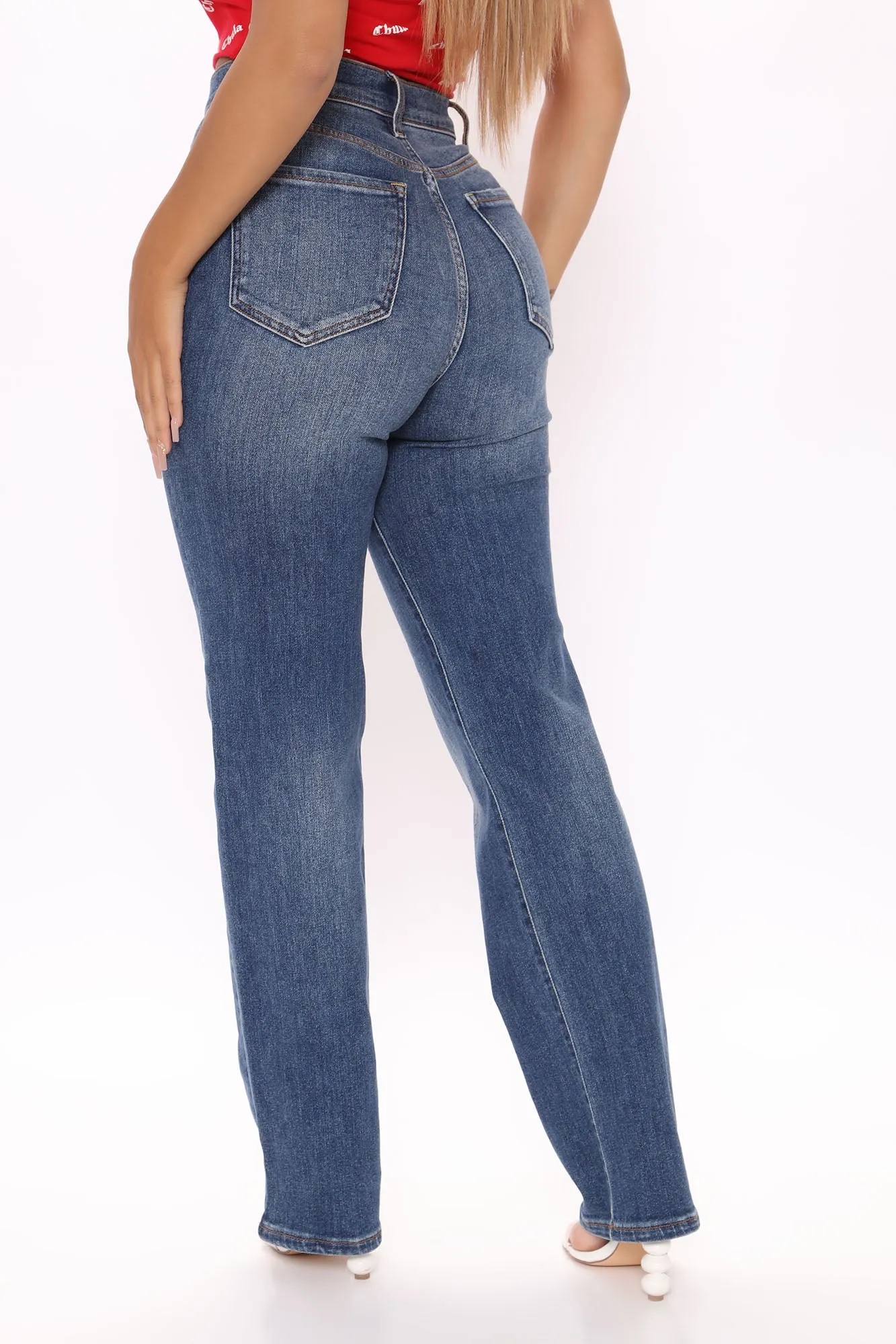 Been A Long Day Straight Leg Jeans - Medium Blue Wash