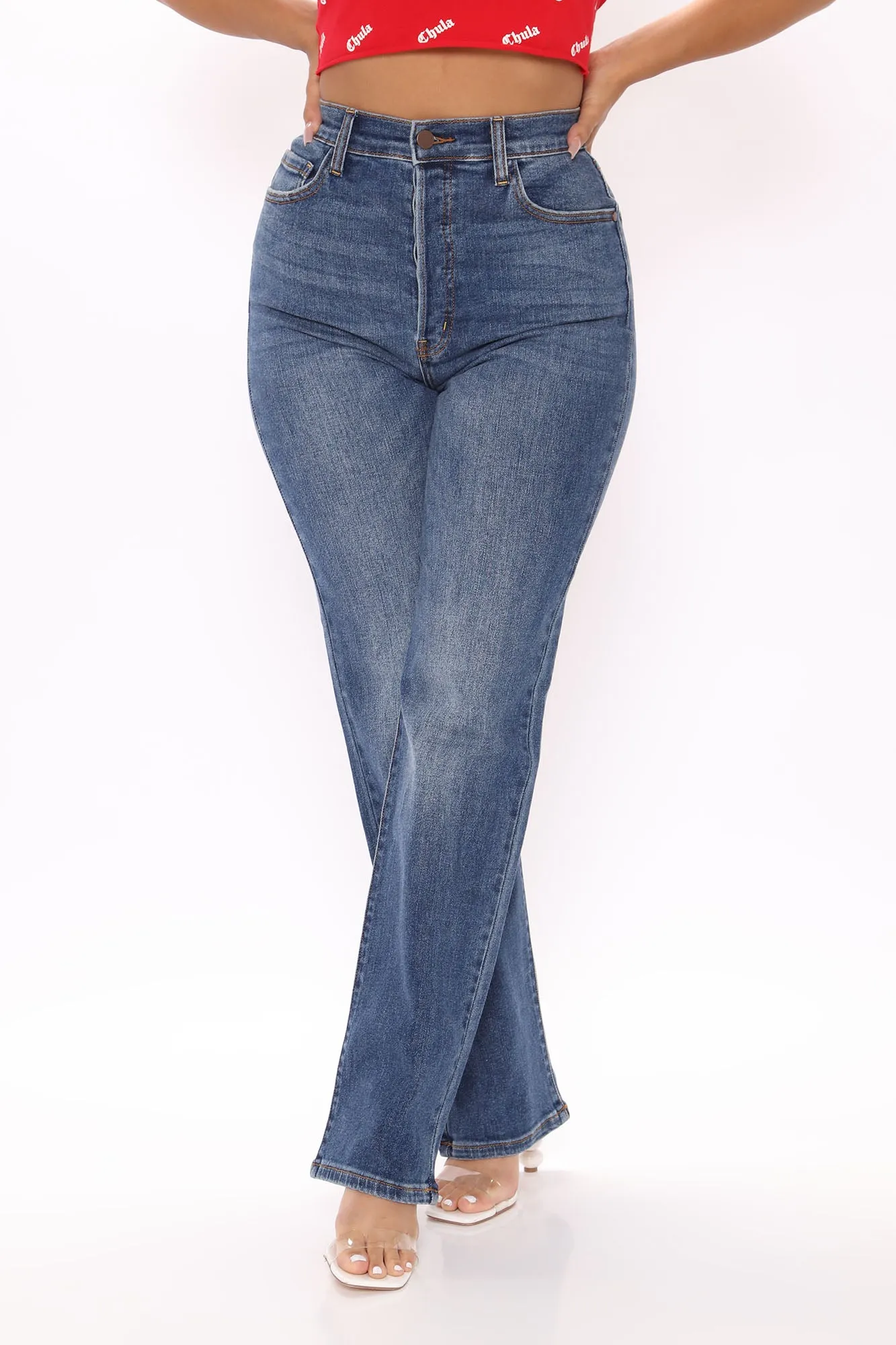 Been A Long Day Straight Leg Jeans - Medium Blue Wash
