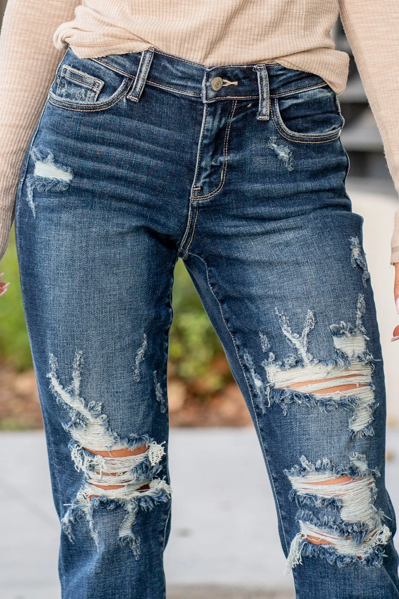 Berkeley Mid Rise Distressed Cuffed Boyfriend Regular & Plus Sizes