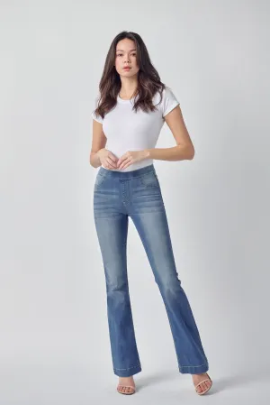 Cello Jeans Pull On Flared Jeggings in Medium Wash