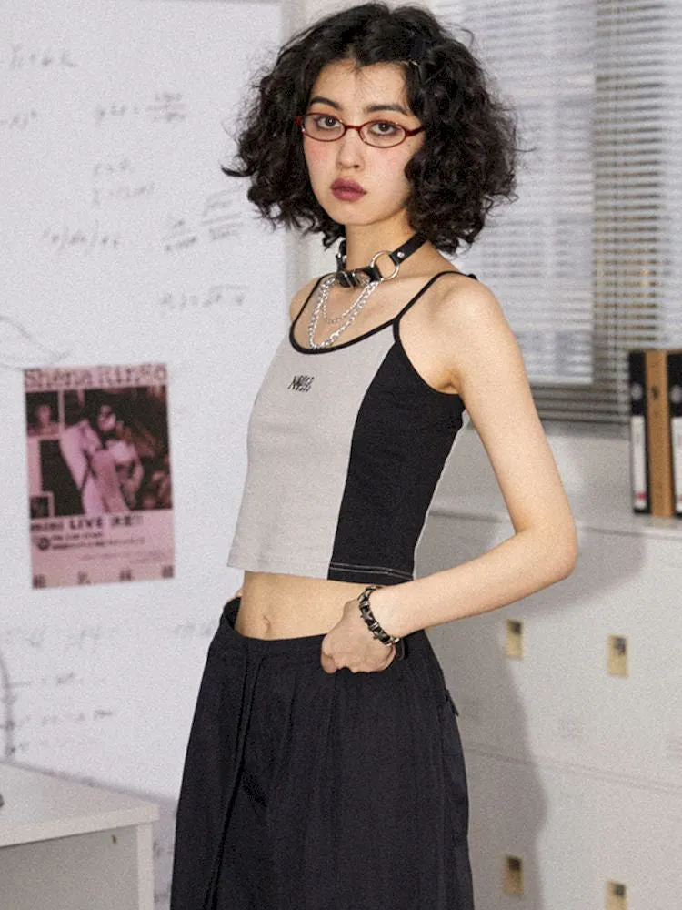 Embroidery Colorblocking Short Camisole Tank【s0000008840】