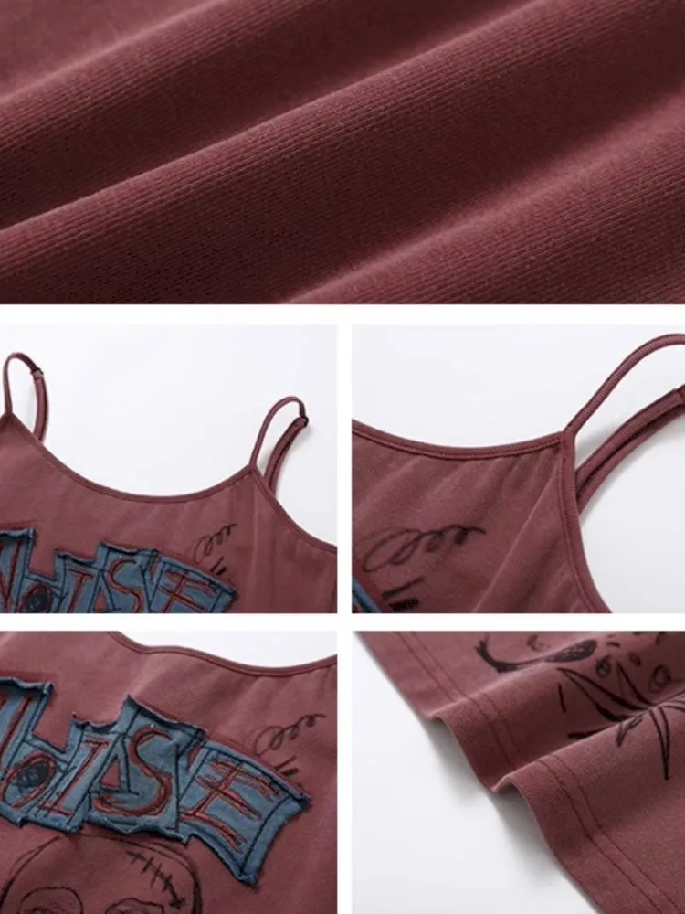 Embroidery Slimming Camisole Tank Top【s0000008835】