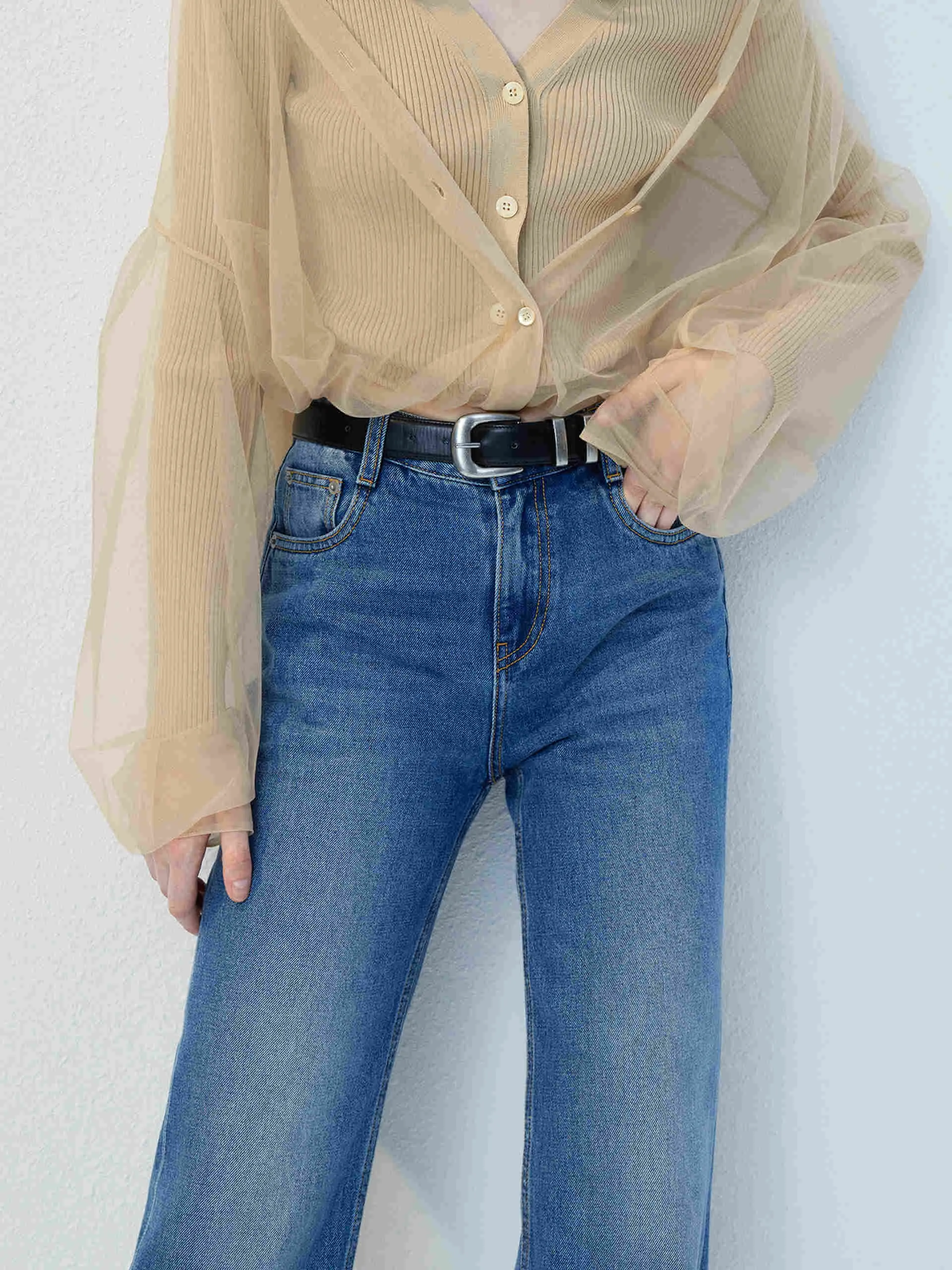 Mid Waist Full Length Jeans
