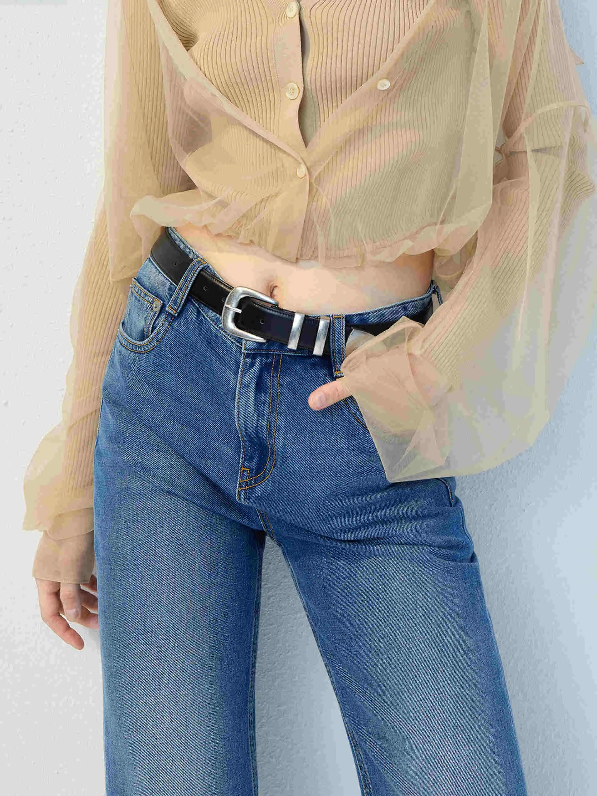 Mid Waist Full Length Jeans
