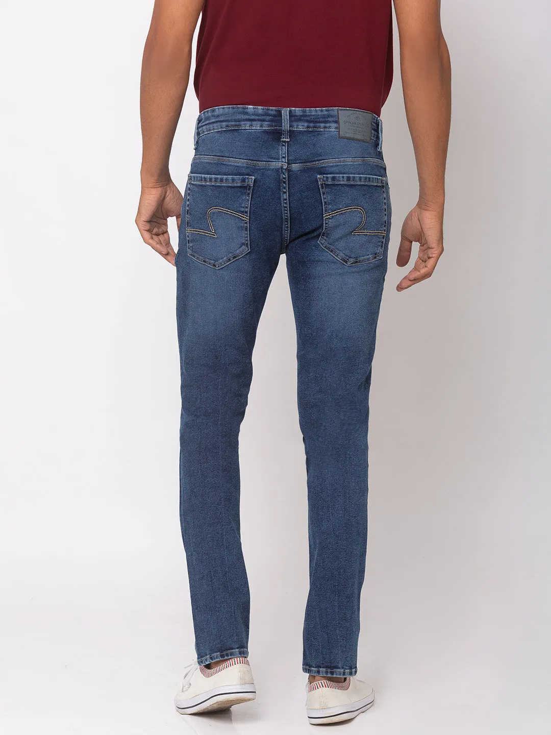 Spykar Mid Blue Cotton Skinny Fit Jeans For Men (Skinny)