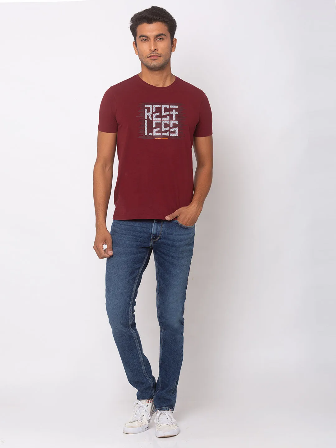 Spykar Mid Blue Cotton Skinny Fit Jeans For Men (Skinny)
