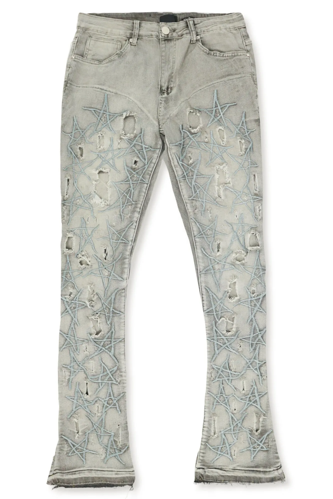 Stars On The Stacked Denim (Grey Wash)