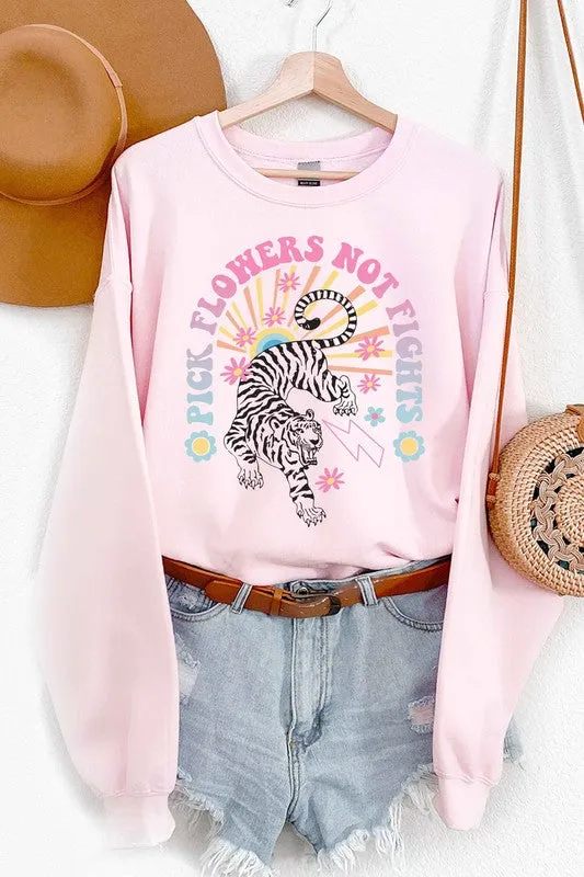 TIGER FLOWER GRAPHIC SWEATSHIRT PLUS SIZE