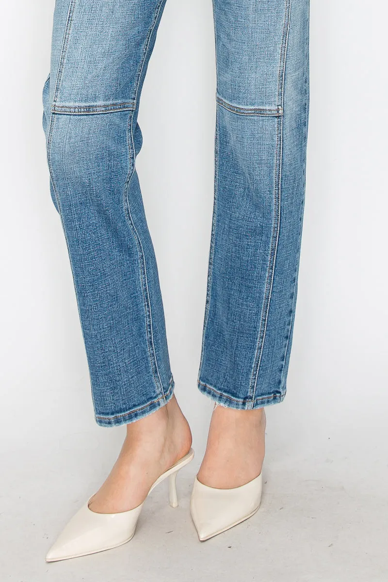 Western Detailing High Rise Straight Leg Jeans