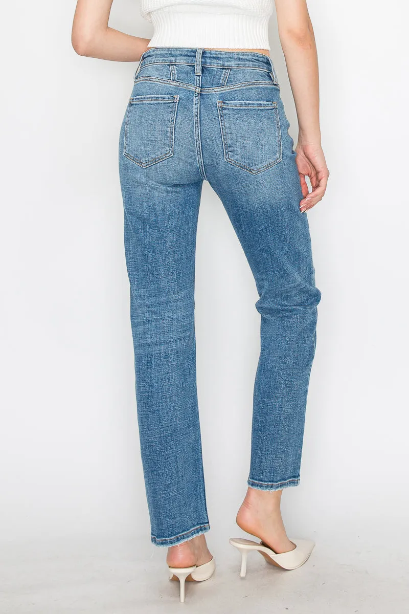 Western Detailing High Rise Straight Leg Jeans