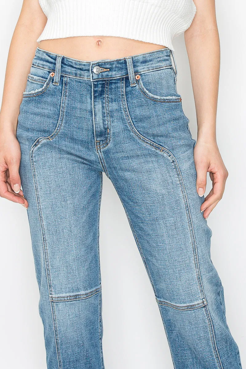 Western Detailing High Rise Straight Leg Jeans