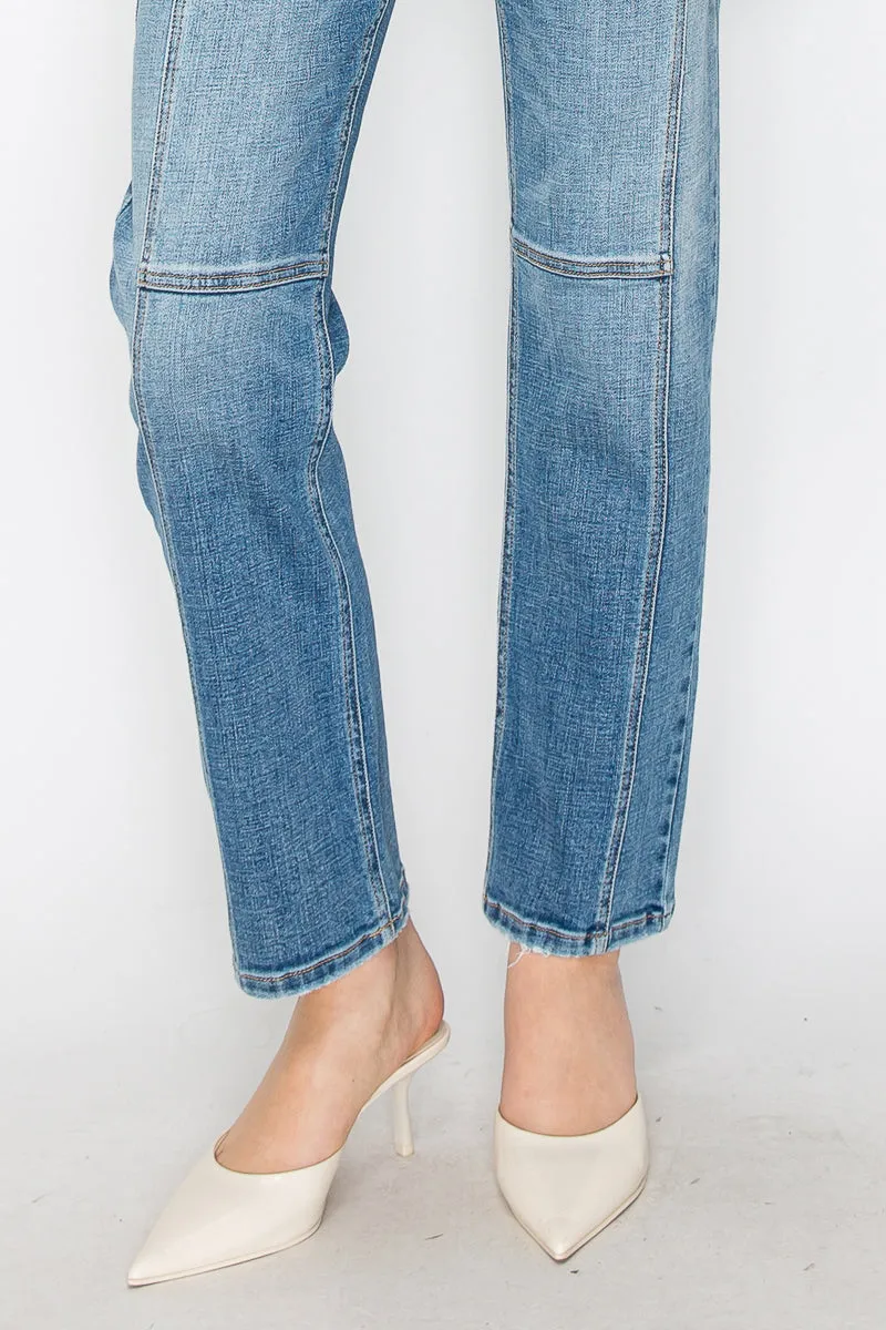 Western Detailing High Rise Straight Leg Jeans